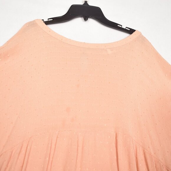 Cotton Bleu Peasant Top Size 3X Peach Short Sleeve Rayon - Picture 2 of 5